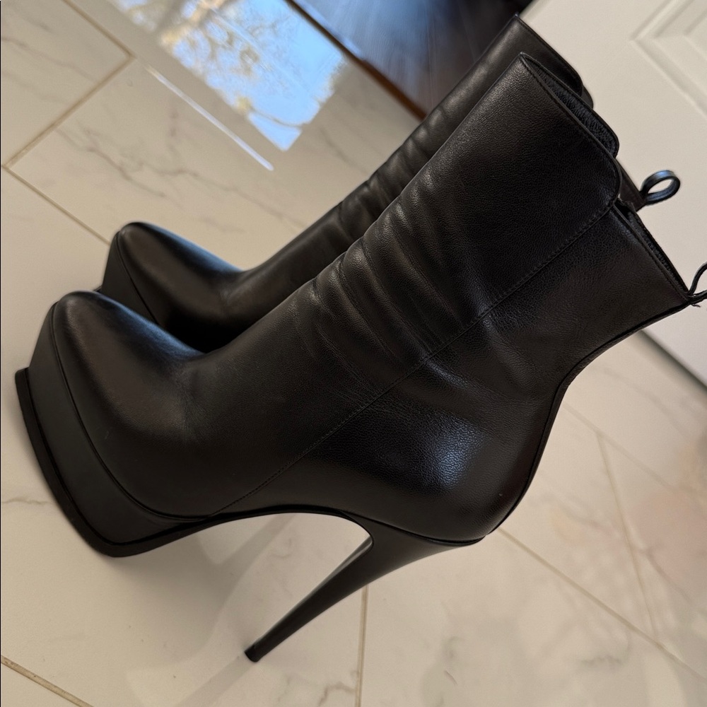 Saint Laurent Platform Leather Ankle Boots